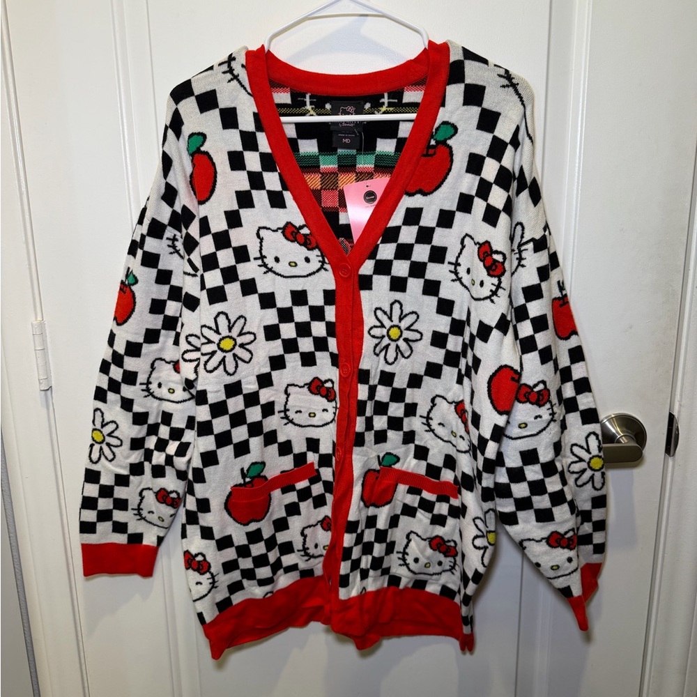NWT Hello Kitty Checkered Apple Ladies Cardigan